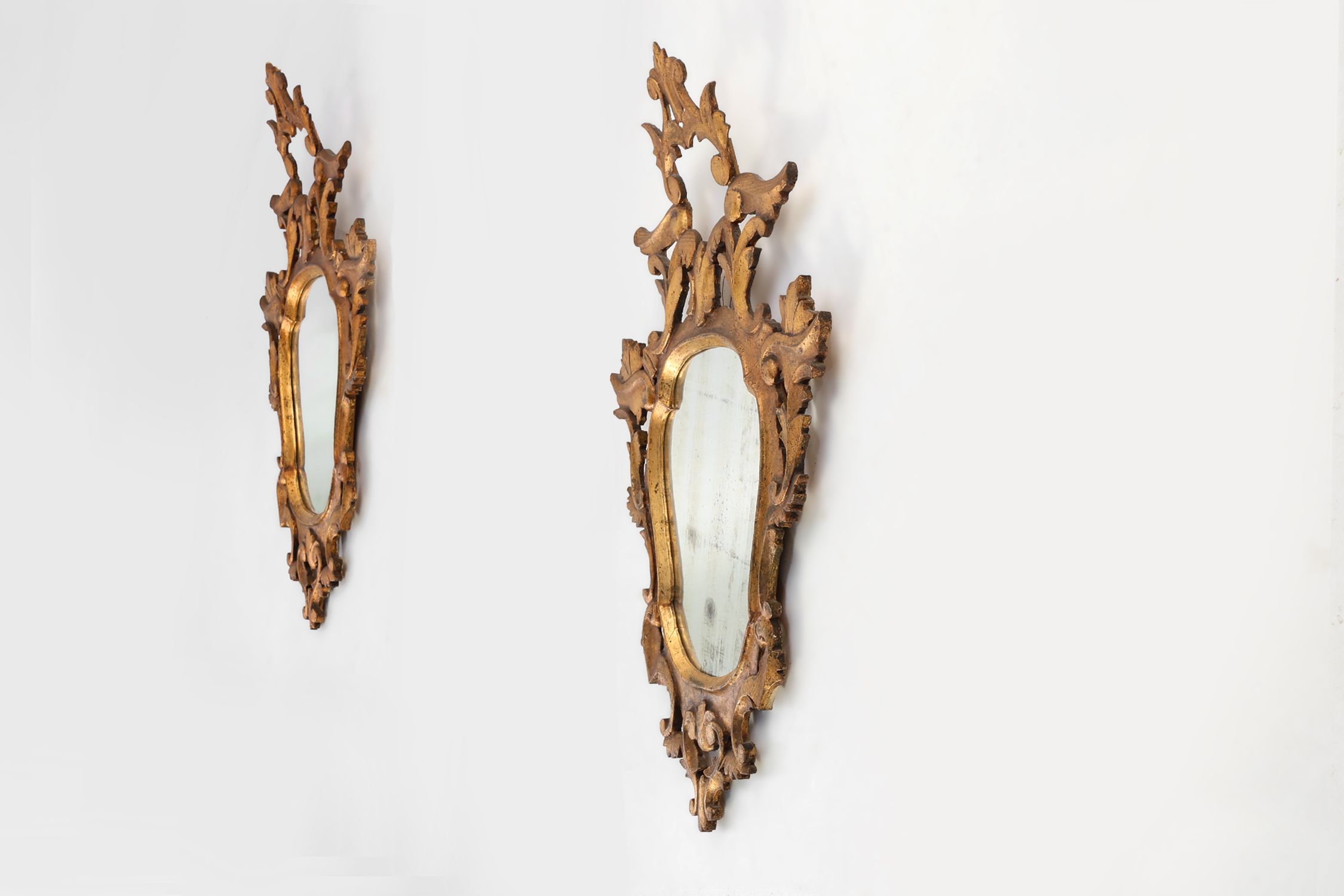 Pair of two Venetian Rococo giltwood mirrors, ca. 1850 Italythumbnail